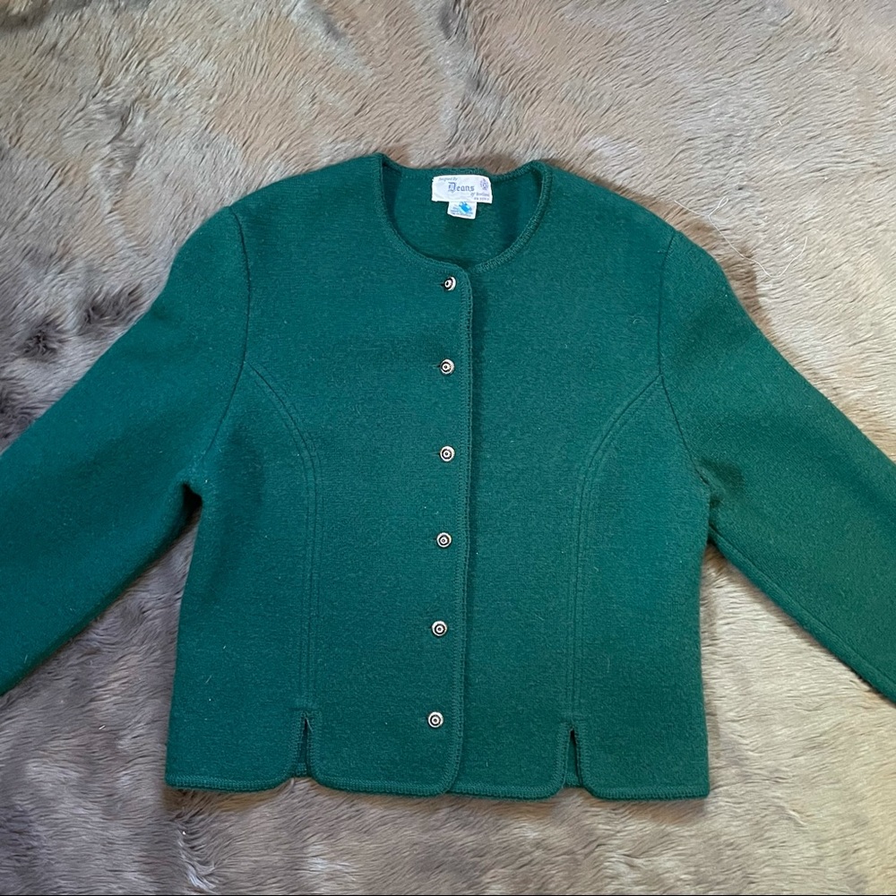 Deans of Scotland Green Thick 
Tailored 100% Scottish Wool Cardigan Medium EUC